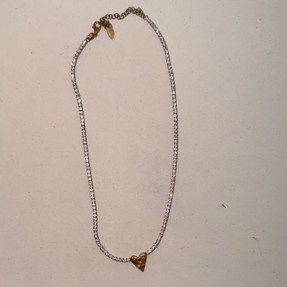 Maison Irem Gold and Silver Heart Pendant Necklace